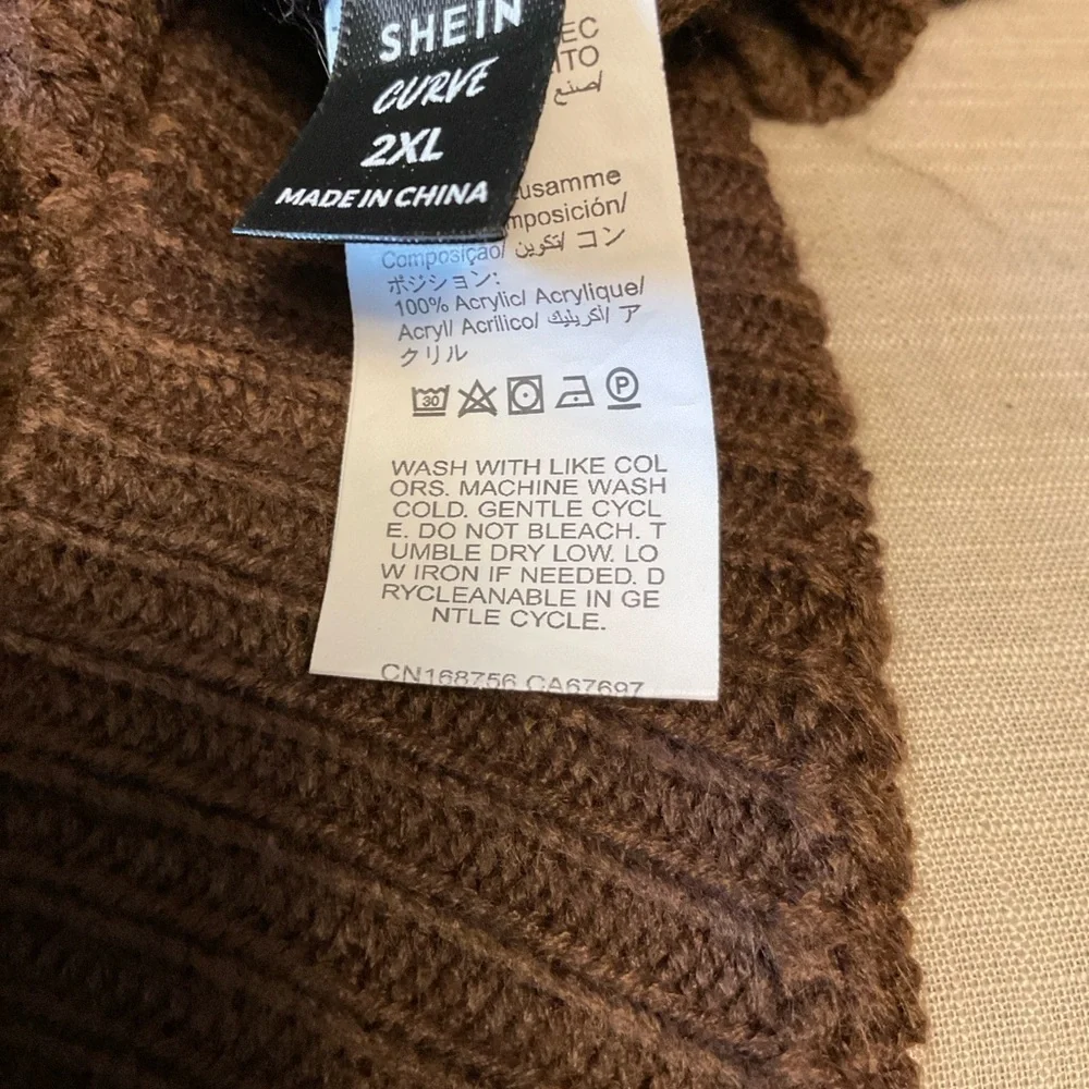 SHEIN Men's Deep Brown Cardigan Sweater